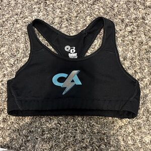 Black Sports Bra with Blue CA Lightning Logo